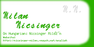 milan nicsinger business card